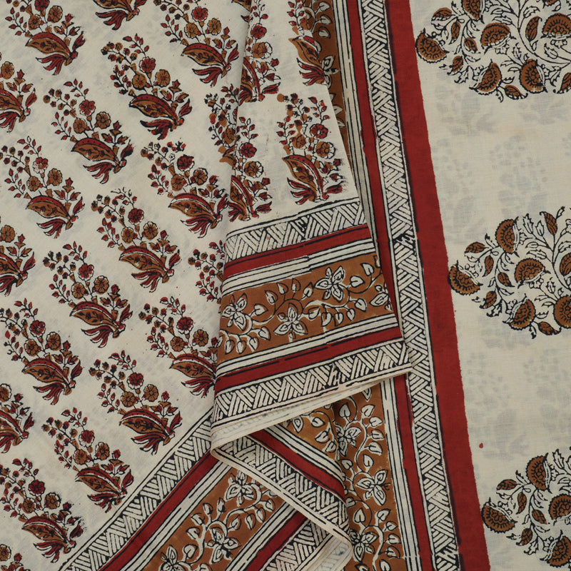 Hayagrivas Beige Pure Cotton Saree with Jaipur Prints KBE1690K6-5