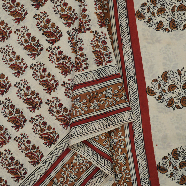 Hayagrivas Beige Pure Cotton Saree with Jaipur Prints KBE1690K6-5