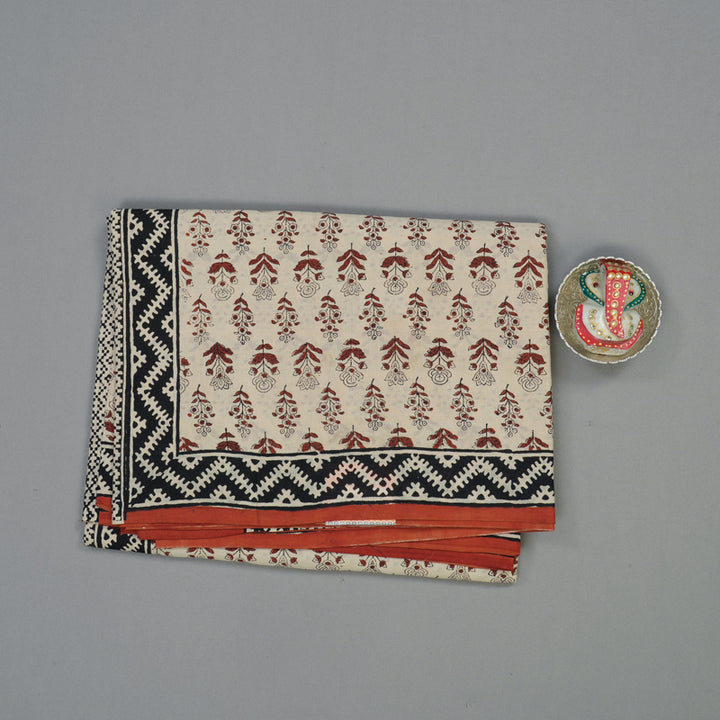 Hayagrivas Beige Pure Cotton Saree with Jaipur Prints KBE1690K6-6