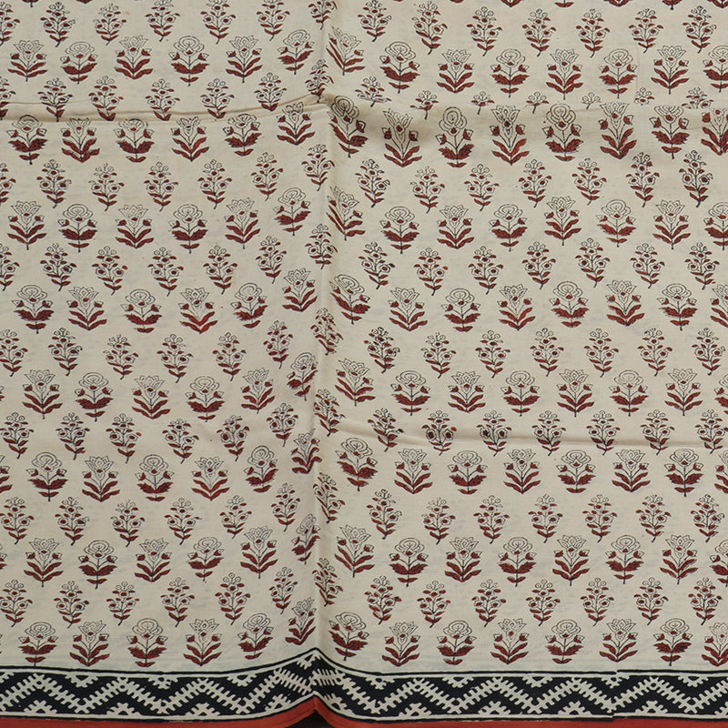 Hayagrivas Beige Pure Cotton Saree with Jaipur Prints KBE1690K6-6