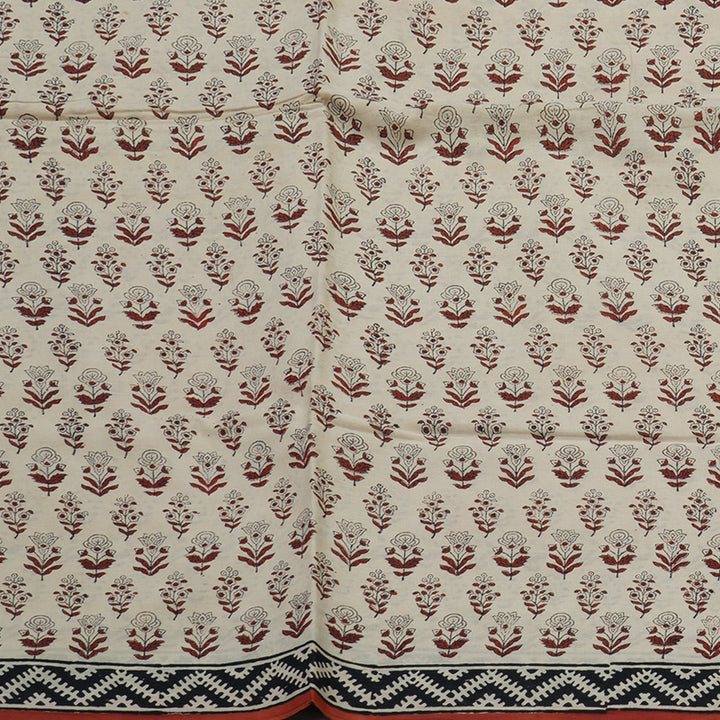 Hayagrivas Beige Pure Cotton Saree with Jaipur Prints KBE1690K6-6