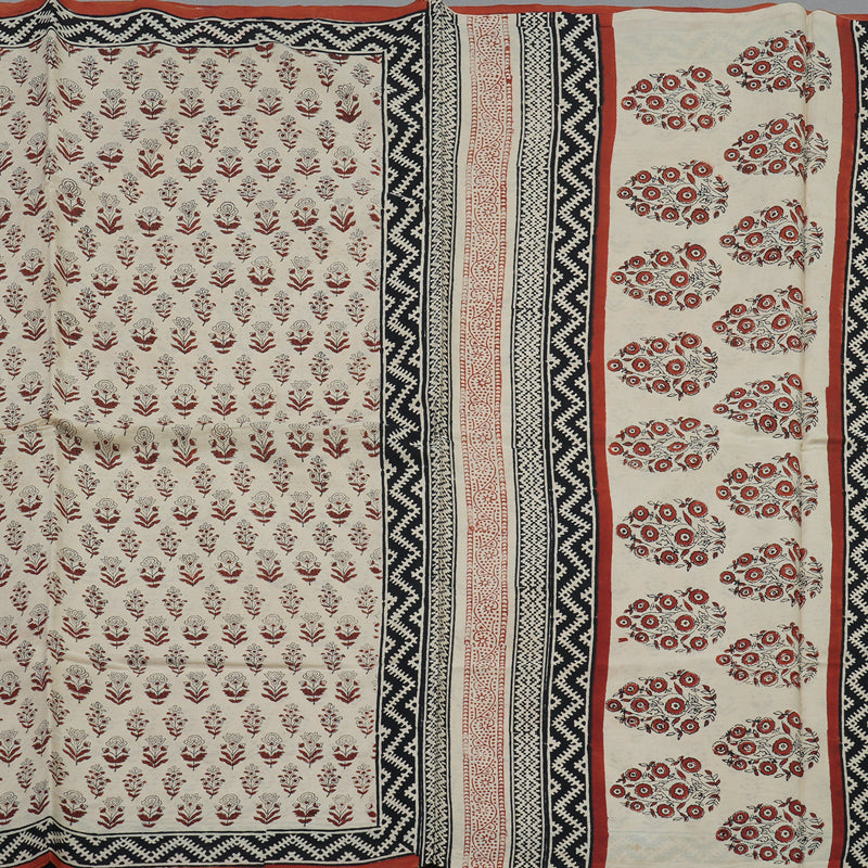 Hayagrivas Beige Pure Cotton Saree with Jaipur Prints KBE1690K6-6