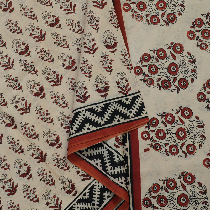 Hayagrivas Beige Pure Cotton Saree with Jaipur Prints KBE1690K6-6