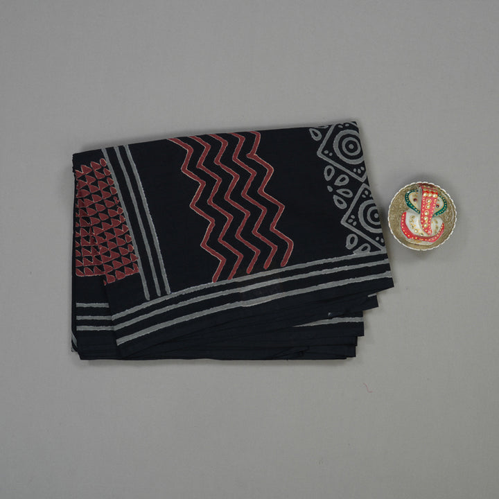 Hayagrivas Black Pure Cotton Saree with Jaipur Prints KBE1690K7-2