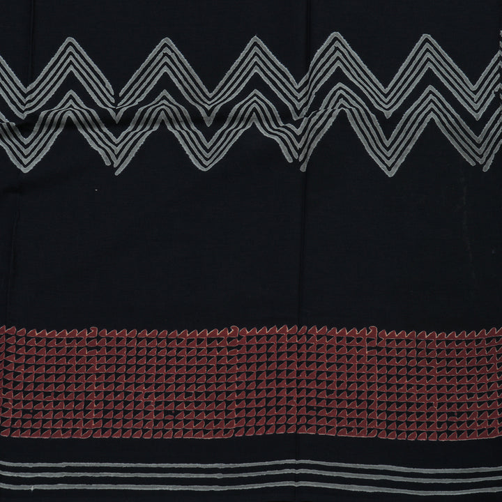 Hayagrivas Black Pure Cotton Saree with Jaipur Prints KBE1690K7-2