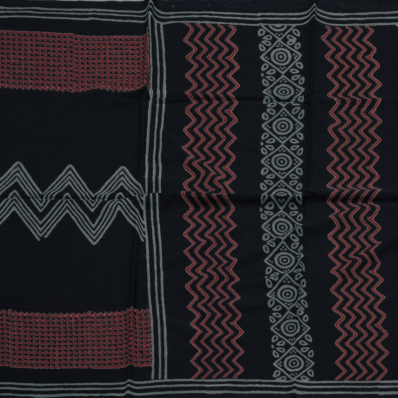 Hayagrivas Black Pure Cotton Saree with Jaipur Prints KBE1690K7-2