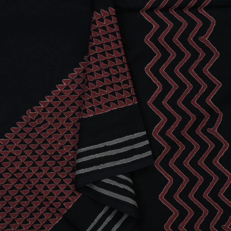 Hayagrivas Black Pure Cotton Saree with Jaipur Prints KBE1690K7-2