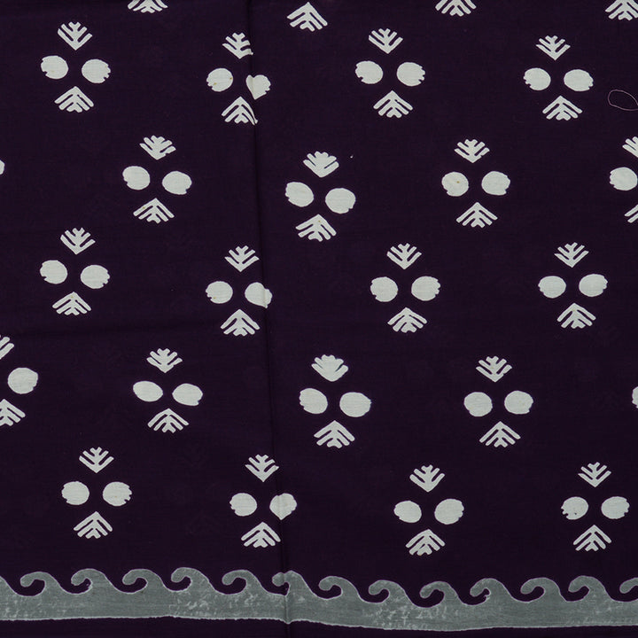 Hayagrivas Deep Navy Blue Pure Cotton Saree with Jaipur Prints KBE1690K7-3