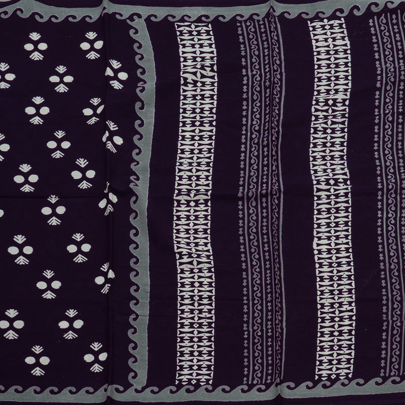 Hayagrivas Deep Navy Blue Pure Cotton Saree with Jaipur Prints KBE1690K7-3