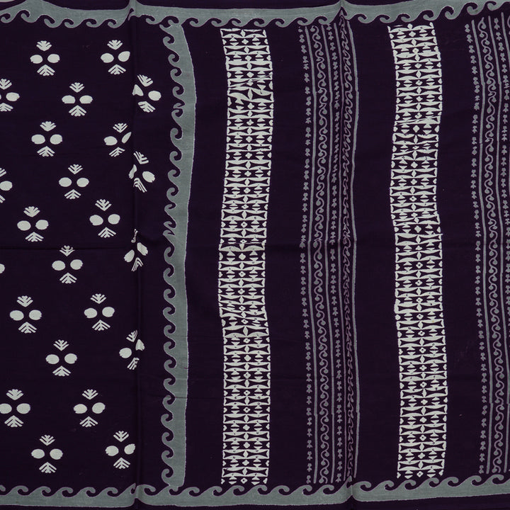 Hayagrivas Deep Navy Blue Pure Cotton Saree with Jaipur Prints KBE1690K7-3