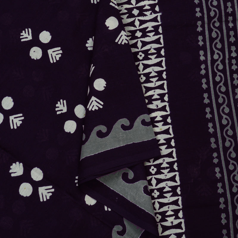 Hayagrivas Deep Navy Blue Pure Cotton Saree with Jaipur Prints KBE1690K7-3