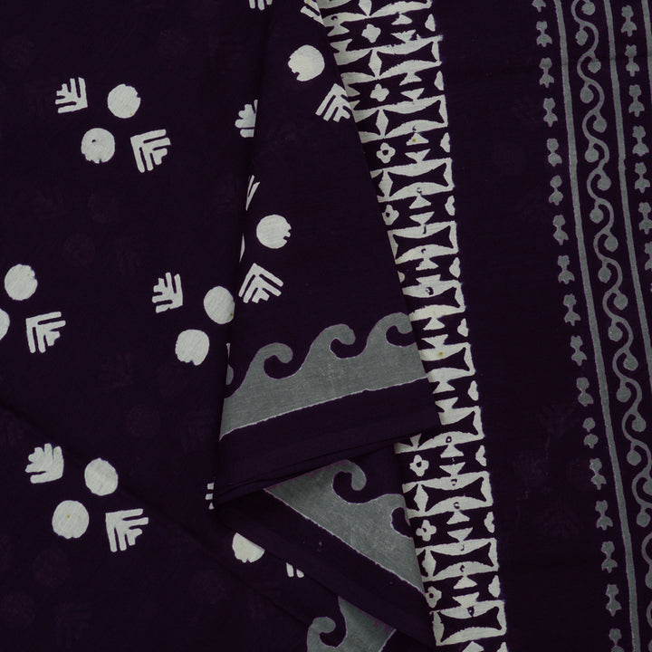 Hayagrivas Deep Navy Blue Pure Cotton Saree with Jaipur Prints KBE1690K7-3