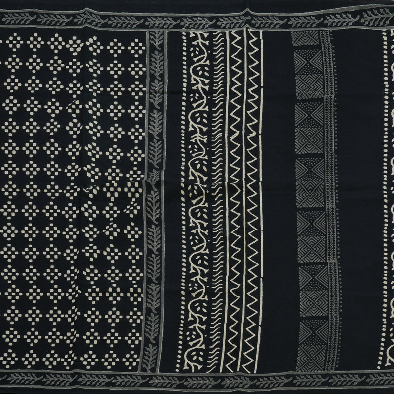 Hayagrivas Deep Navy Blue Pure Cotton Saree with Jaipur Prints KBE1690K7-4