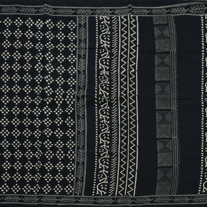 Hayagrivas Deep Navy Blue Pure Cotton Saree with Jaipur Prints KBE1690K7-4