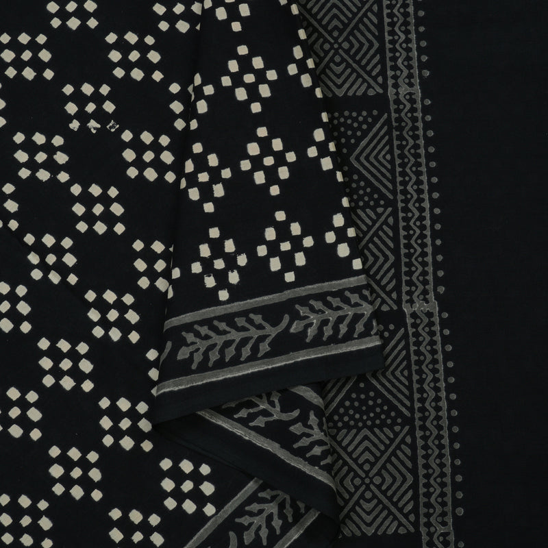 Hayagrivas Deep Navy Blue Pure Cotton Saree with Jaipur Prints KBE1690K7-4