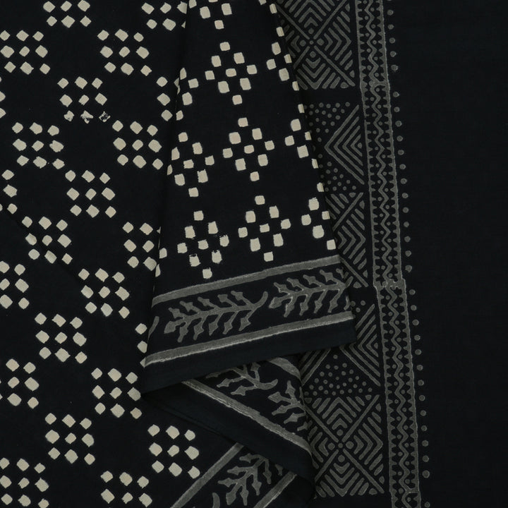 Hayagrivas Deep Navy Blue Pure Cotton Saree with Jaipur Prints KBE1690K7-4