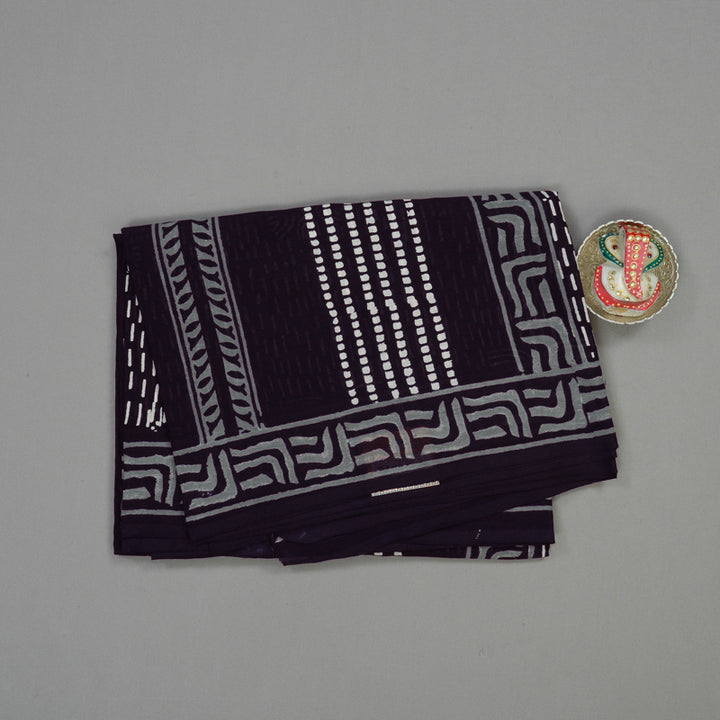 Hayagrivas Black Pure Cotton Saree with Jaipur Prints KBE1690K7-7