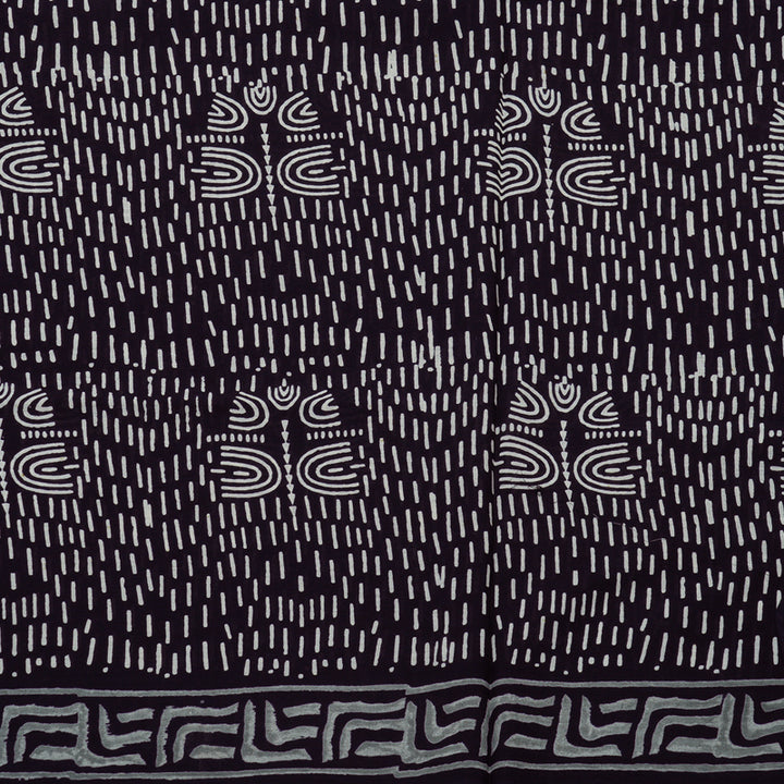 Hayagrivas Black Pure Cotton Saree with Jaipur Prints KBE1690K7-7