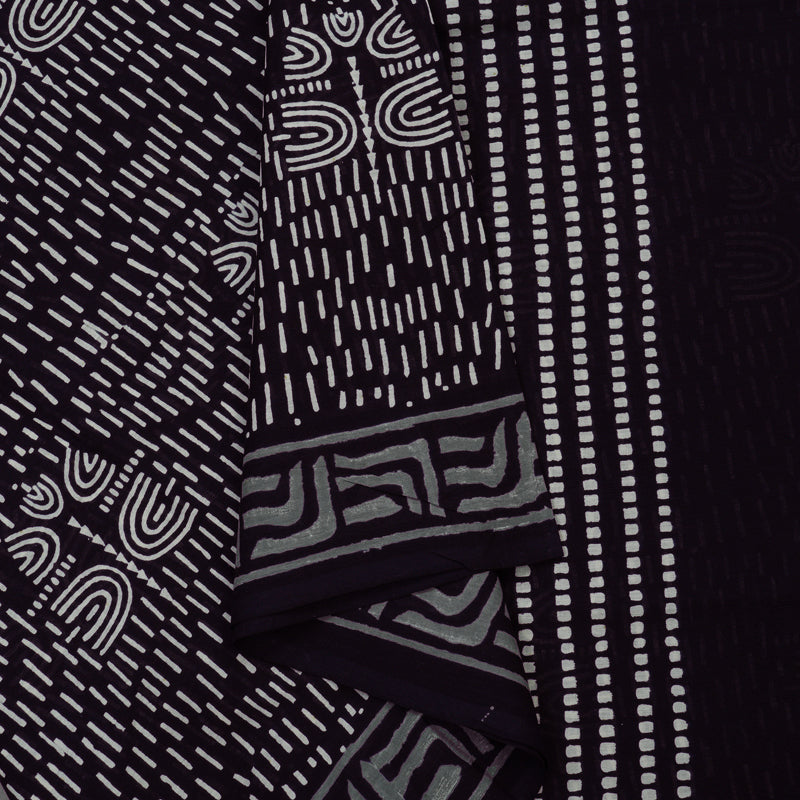 Hayagrivas Black Pure Cotton Saree with Jaipur Prints KBE1690K7-7