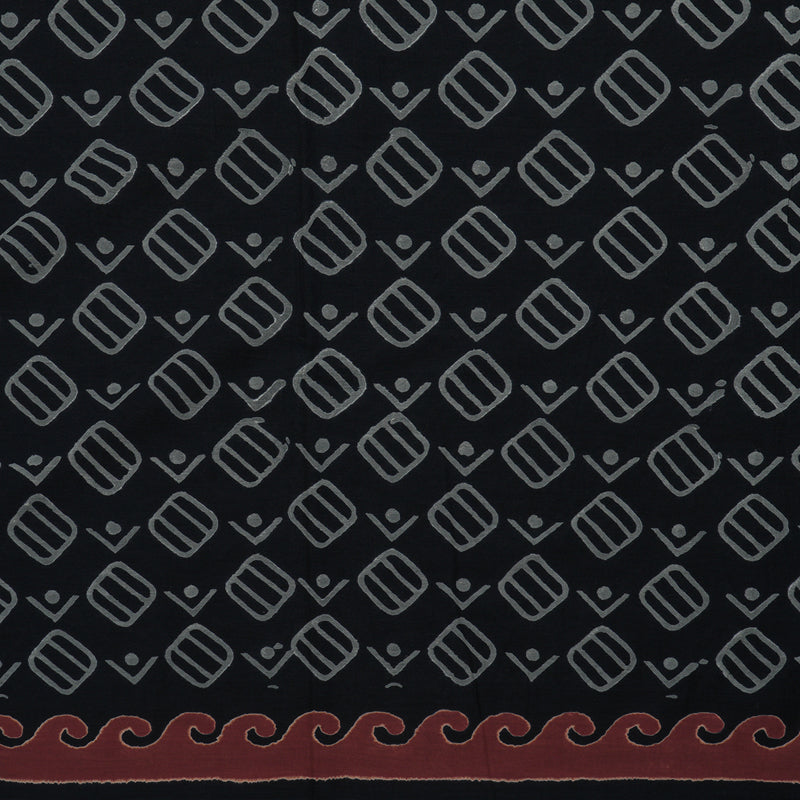 Hayagrivas Black Pure Cotton Saree with Jaipur Prints KBE1690K7-8