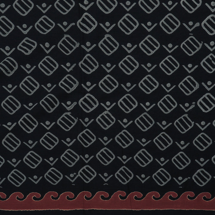 Hayagrivas Black Pure Cotton Saree with Jaipur Prints KBE1690K7-8