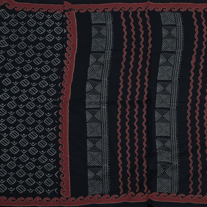 Hayagrivas Black Pure Cotton Saree with Jaipur Prints KBE1690K7-8