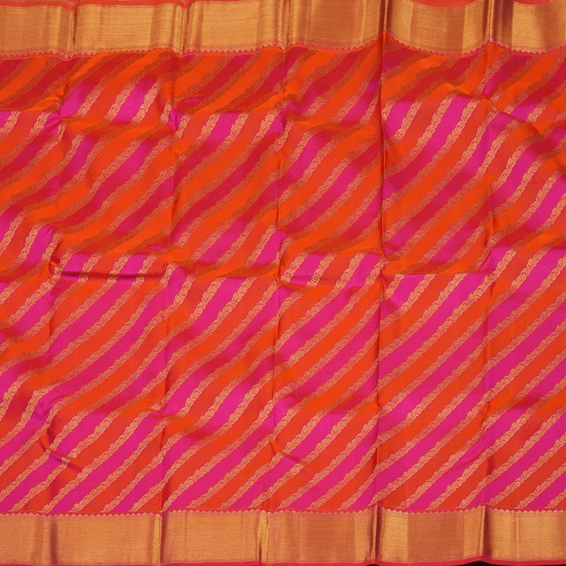 Hayagrivas Handloom Orange and Pink stripes Kanjivaram Silk Saree KBE1872L14-20