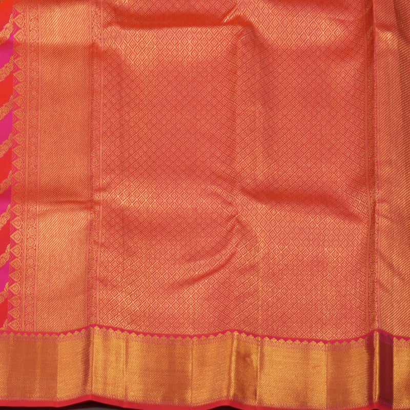 Hayagrivas Handloom Orange and Pink stripes Kanjivaram Silk Saree KBE1872L14-20