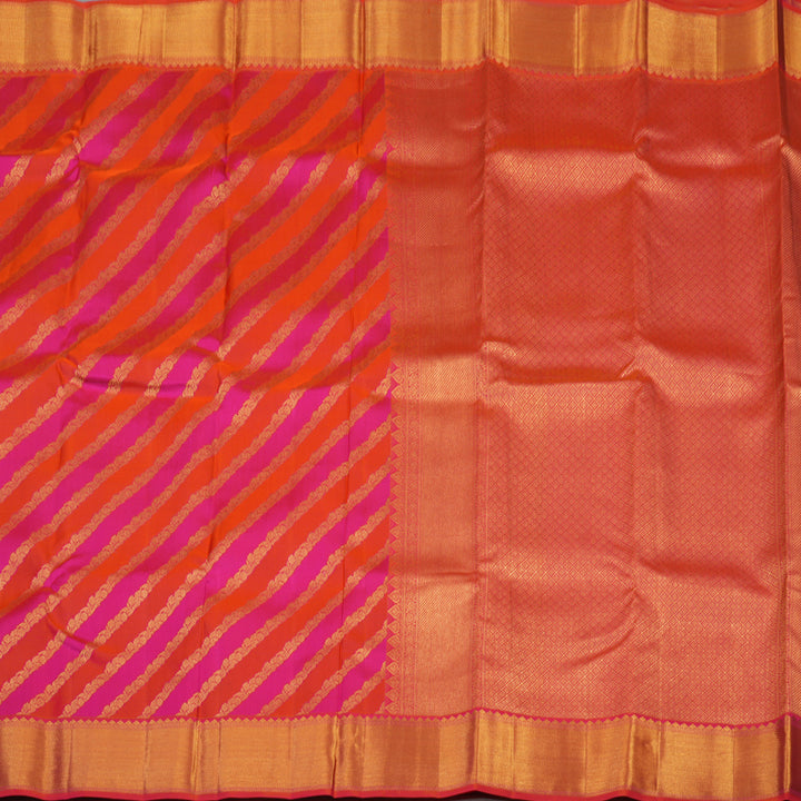 Hayagrivas Handloom Orange and Pink stripes Kanjivaram Silk Saree KBE1872L14-20