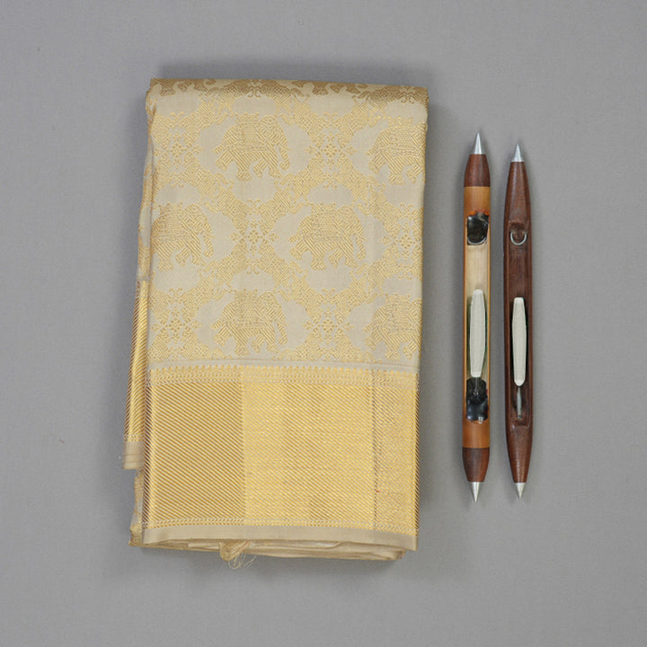 Hayagrivas Handloom Beige Kanjivaram Silk Saree KBE1691K11-18