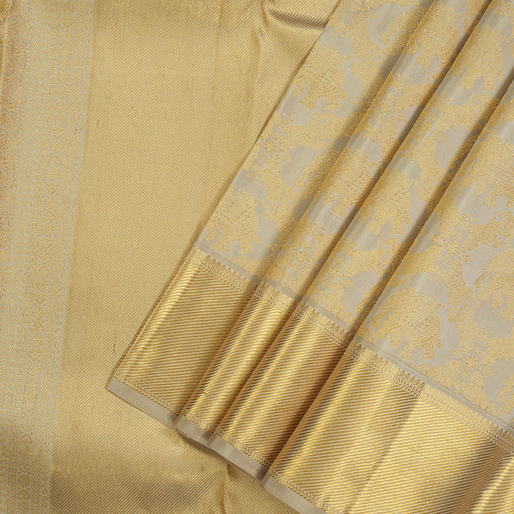 Hayagrivas Handloom Beige Kanjivaram Silk Saree KBE1691K11-18