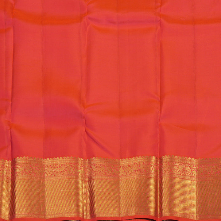 Hayagrivas Handloom Plum Purple Kanjivaram Silk Saree with Orangish Pink Selvedge KBE1691K11-3