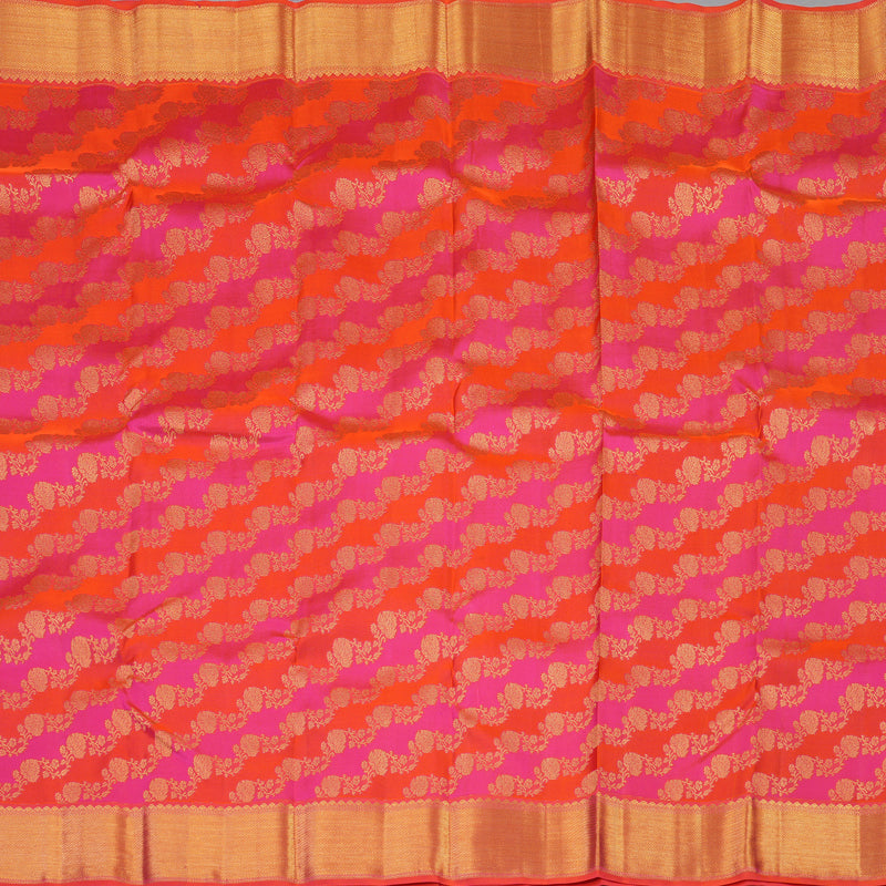 Hayagrivas Handloom Pink & Orange Kanjivaram Silk Saree with Orangish-Pink Border KBE1036I13-13