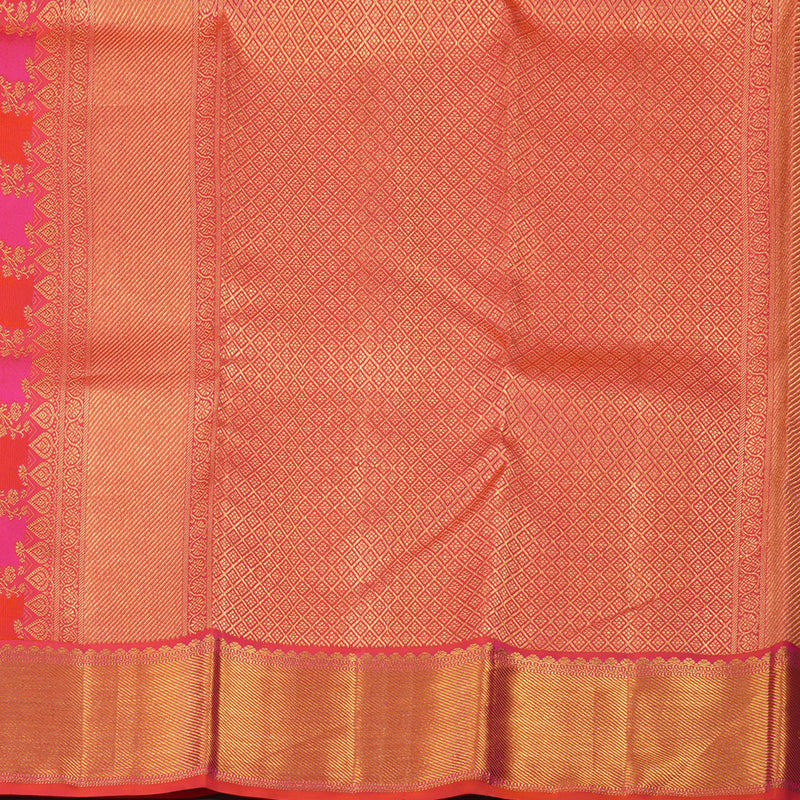 Hayagrivas Handloom Pink & Orange Kanjivaram Silk Saree with Orangish-Pink Border KBE1036I13-13