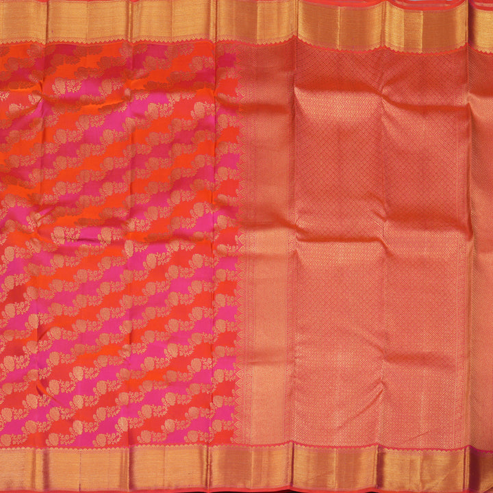 Hayagrivas Handloom Pink & Orange Kanjivaram Silk Saree with Orangish-Pink Border KBE1036I13-13