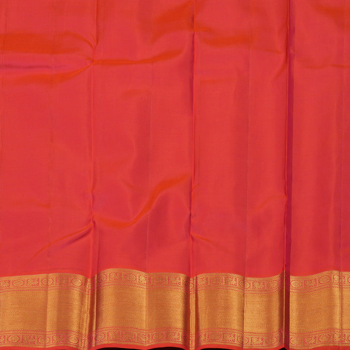 Hayagrivas Handloom Karum Pachai Kanjivaram Silk Saree with Rust Orange border KBE1691K3-4