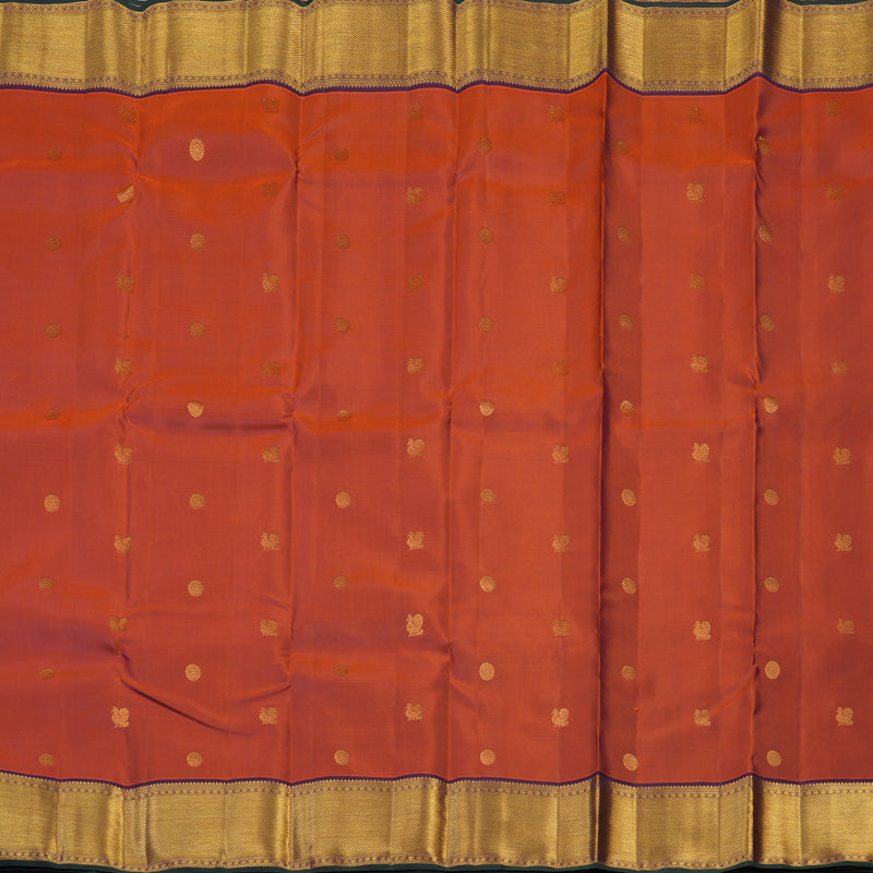 Hayagrivas Handloom Rust Orange Kanjivaram Silk Saree with Violet border KBE1691K4-1