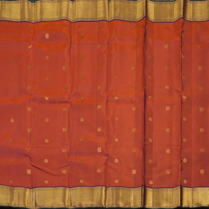 Hayagrivas Handloom Rust Orange Kanjivaram Silk Saree with Violet border KBE1691K4-1