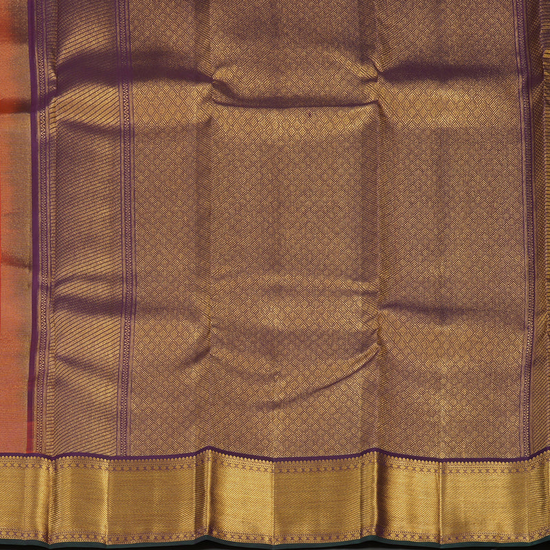 Hayagrivas Handloom Rust Orange Kanjivaram Silk Saree with Violet border KBE1691K4-1