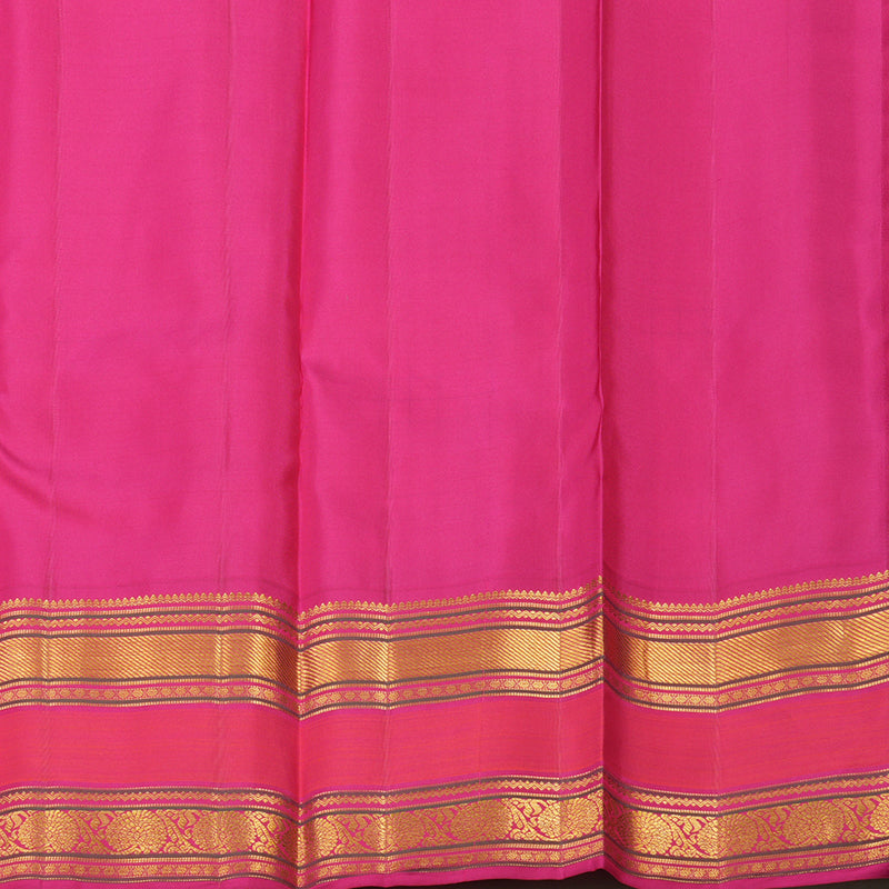 Hayagrivas Handloom Yellow Kanjivaram Silk Saree with Deep Pink border KBE1691K6-1