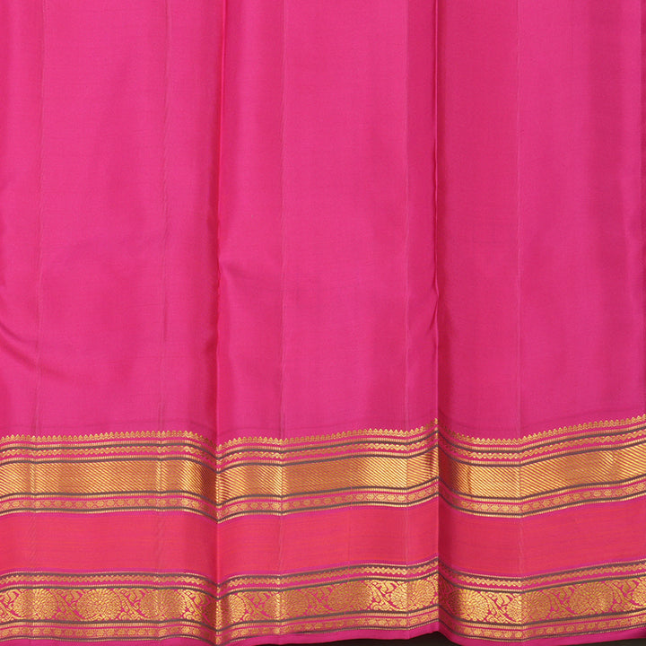 Hayagrivas Handloom Yellow Kanjivaram Silk Saree with Deep Pink border KBE1691K6-1