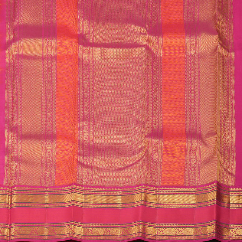 Hayagrivas Handloom Yellow Kanjivaram Silk Saree with Deep Pink border KBE1691K6-1