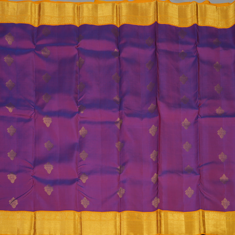 Hayagrivas Handloom Purple Kanjivaram Silk Saree with Mango Orange border KBE1691K7-2