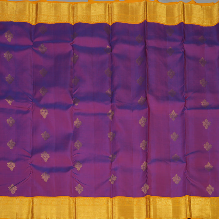 Hayagrivas Handloom Purple Kanjivaram Silk Saree with Mango Orange border KBE1691K7-2