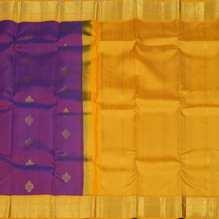Hayagrivas Handloom Purple Kanjivaram Silk Saree with Mango Orange border KBE1691K7-2