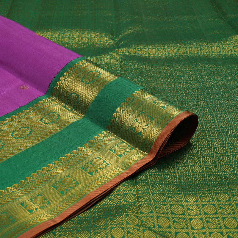 Hayagrivas Handloom Purple Kanjivaram Silk Saree with Dark Green border KBE1692K1-1