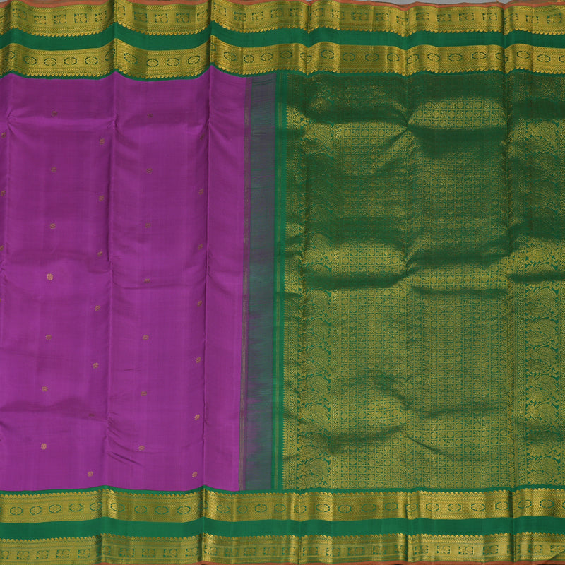 Hayagrivas Handloom Purple Kanjivaram Silk Saree with Dark Green border KBE1692K1-1
