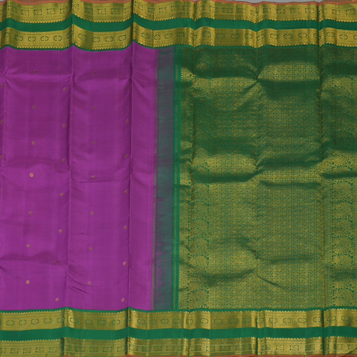 Hayagrivas Handloom Purple Kanjivaram Silk Saree with Dark Green border KBE1692K1-1