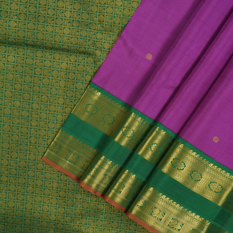 Hayagrivas Handloom Purple Kanjivaram Silk Saree with Dark Green border KBE1692K1-1