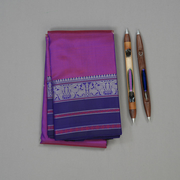 Hayagrivas Handloom Purple Kanjivaram Silk Saree with Violet Border KBE1693K4-1